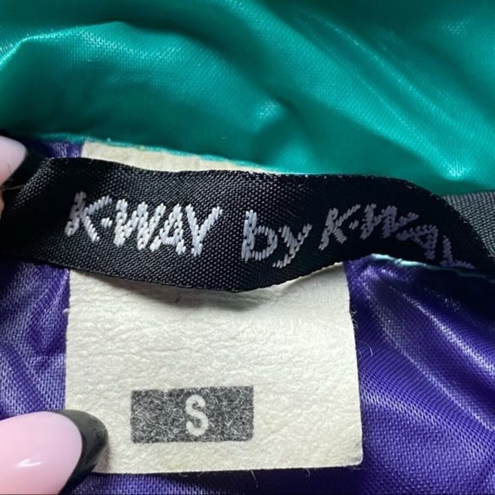 KWAY Multi Color Waterproof Hooded Windbreaker 2 in 1 Bag S - Picture 16 of 16